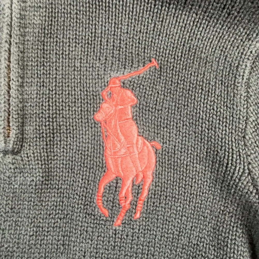 Polo By Ralph Lauren Sweater Boys Small Black 1/4 Zip Mock Neck Big Pony